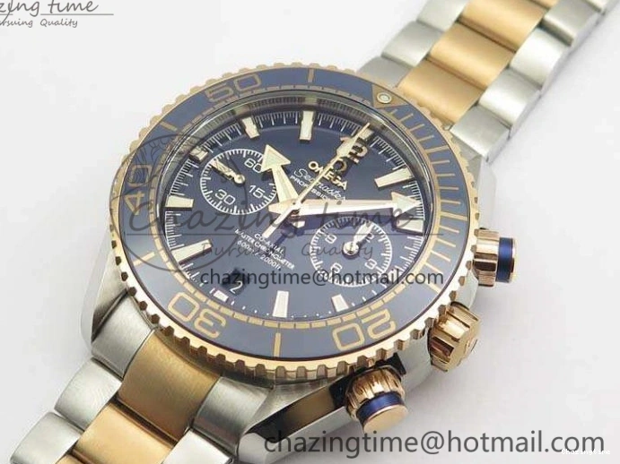 0412 Seamaster Pro Chrono SS RG OM Best Edition Blue Ceramic Blue Dial On SS RG Bracelet A Snug 8129